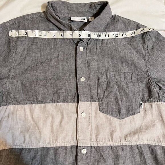 Vans button down shirt men's gray S gray with light gray with pocket ,(SALE) - Picture 6 of 12